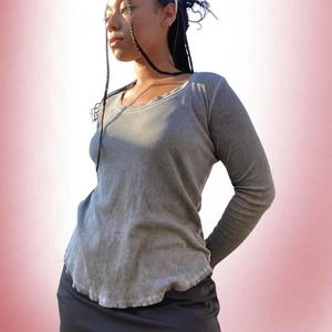 Grungy Light Grey Bedazzled Top by Rock and Republic